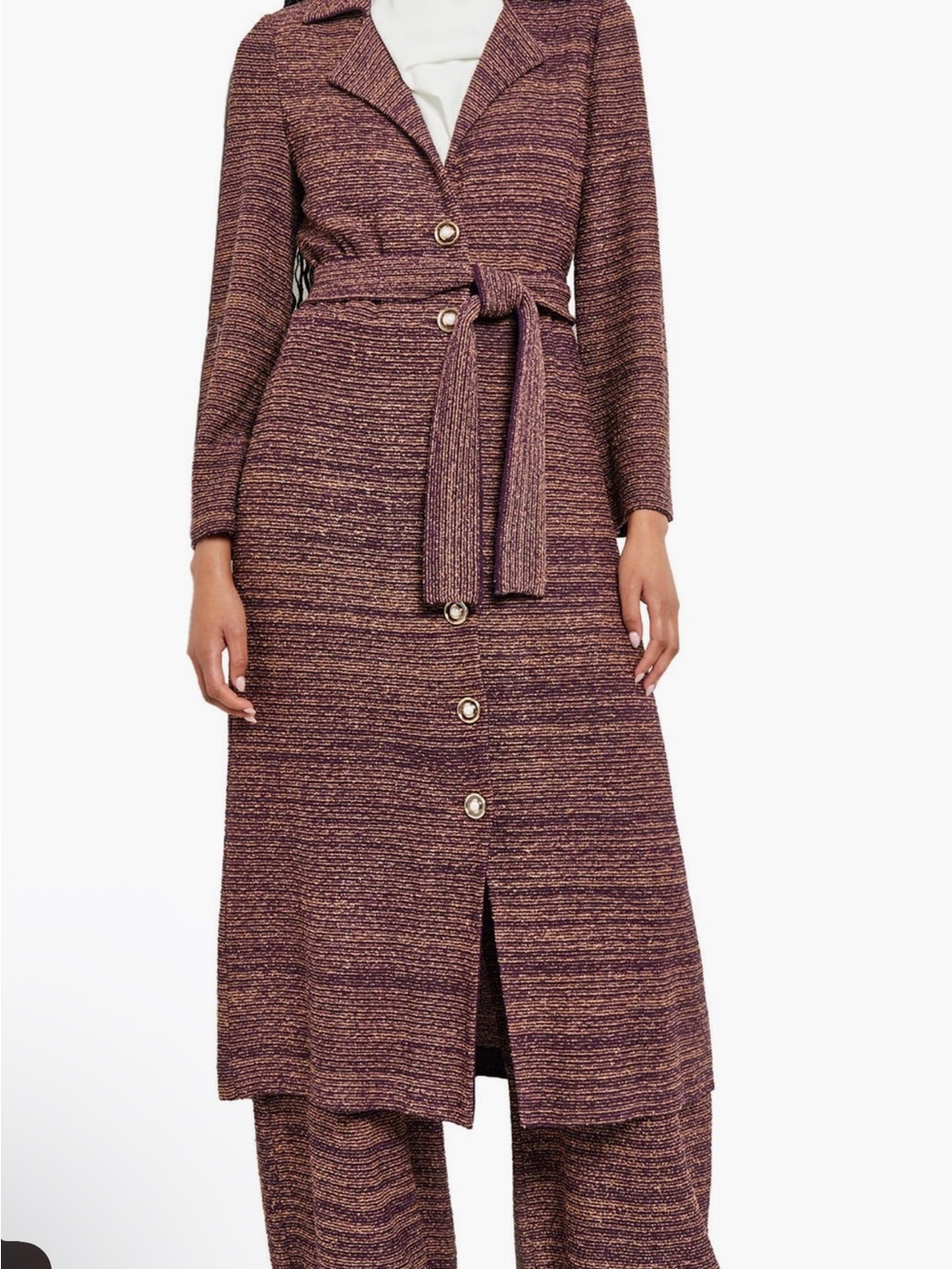 NWT, Misook Long Sleeve Button-Front Belted Sweater Coat, size S, MSRP 548$